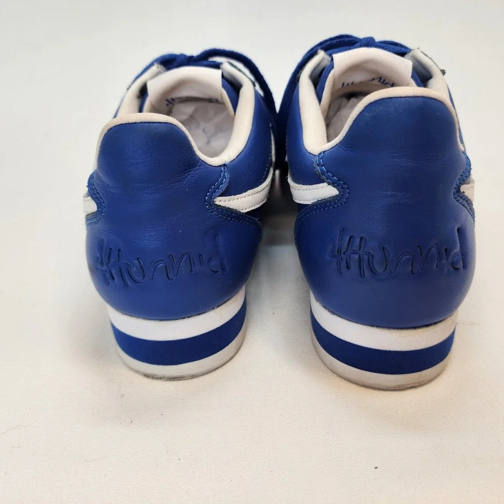 Mens Size 6 YG 4Hunnid The Flame Blue White Red Flame Design Sole Sneakers